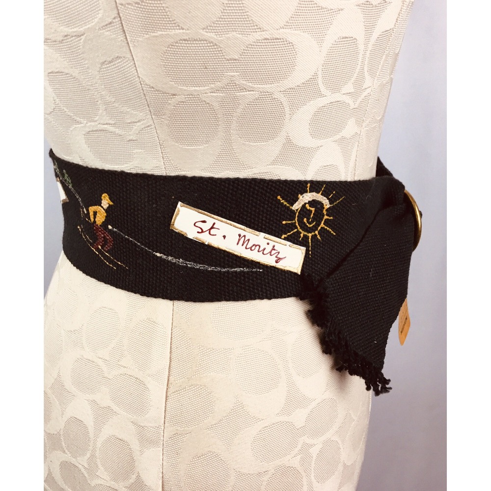 Womens Cloth Ring Closure Belt Mount Snow St Moritz 2" Width Adjustable to 28"